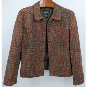 Vintage Multi-Color Woven Size 18 Requirements Casual Button Down Light Jacket